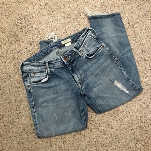 H&M SQIN Blue Distressed Low Rise Slim Leg Jeans